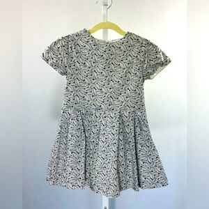 Jacadi Girls Blue and White Leaf Print Dress